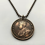 1923 British Hong Kong China 1 Cent coin pendant necklace Pearl of the Orient lion Victoria Harbor Sham Shui Po Yau Tsim Mong Kwai Tsing Tai Po Sha Tin Chinese Pearl River Delta Kwun Tong Yuen Long Kwai n002626