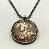 1923 British Hong Kong China 1 Cent coin pendant necklace Pearl of the Orient lion Victoria Harbor Sham Shui Po Yau Tsim Mong Kwai Tsing Tai Po Sha Tin Chinese Pearl River Delta Kwun Tong Yuen Long Kwai n002626