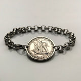 1977 Portugal 5 Escudos coin bracelet Portuguese caravela ship Quinas Lisboa Oporto Sintra Braga Guimarães Coimbra Funchal Beja Aveiro Azores Algarve Praia da Marinha Madeira Évora Faro Ourique Fatima Loures Setúbal Almada Vila Nova de Gaia b000111