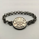 1977 Portugal 5 Escudos coin bracelet Portuguese caravela ship Quinas Lisboa Oporto Sintra Braga Guimarães Coimbra Funchal Beja Aveiro Azores Algarve Praia da Marinha Madeira Évora Faro Ourique Fatima Loures Setúbal Almada Vila Nova de Gaia b000111