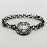 1916 Germany Deutschland 10 Pfennig coin bracelet German black eagle Berlin Hamburg Munich Cologne Frankfurt Stuttgart Düsseldorf Leipzig Dortmund Essen Bremen Dresden Hanover Nuremberg b000092