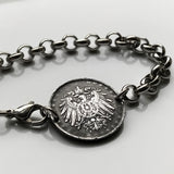 1916 Germany Deutschland 10 Pfennig coin bracelet German black eagle Berlin Hamburg Munich Cologne Frankfurt Stuttgart Düsseldorf Leipzig Dortmund Essen Bremen Dresden Hanover Nuremberg b000092