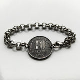 1916 Germany Deutschland 10 Pfennig coin bracelet German black eagle Berlin Hamburg Munich Cologne Frankfurt Stuttgart Düsseldorf Leipzig Dortmund Essen Bremen Dresden Hanover Nuremberg b000092