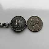 1916 Germany Deutschland 10 Pfennig coin bracelet German black eagle Berlin Hamburg Munich Cologne Frankfurt Stuttgart Düsseldorf Leipzig Dortmund Essen Bremen Dresden Hanover Nuremberg b000092