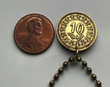 1960 Tunisia 10 Milliemes coin pendant jewelry Maghrebi Arabic ad-Dārija Tunis Sfax Sousse Ettadhamen-Mnihla Kairouan Gabes Bizerte La Soukra Aryanah Sakiet Eddaier Ariana Punic Carthage Amazighs Berbers Djerba Monastir Africa El Jem Mahdia Derja n001467
