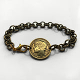 1936 France 50 Centimes French coin rolo link bracelet fashion jewelry Marianne Phrygian cap Paris Marseille Lyon Toulouse Le Havre Bordeaux Nice Strasbourg Carcassonne Nantes Lille Montpellier Dijon Rennes Reims Avignon Metz Toulon Angers Dijon b000121