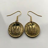 1973 Greece Hellas 2 Drachmai coin earrings jewelry Greek little owl of goddess Athena Pallas Athens Acropolis Parthenon Thessaloniki Patras Mykonos Sparta Rhodes Larissa Santorini Corfu Crete Ioannina Hellenic e000528