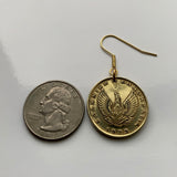 1973 Greece Hellas 2 Drachmai coin earrings jewelry Greek little owl of goddess Athena Pallas Athens Acropolis Parthenon Thessaloniki Patras Mykonos Sparta Rhodes Larissa Santorini Corfu Crete Ioannina Hellenic e000528