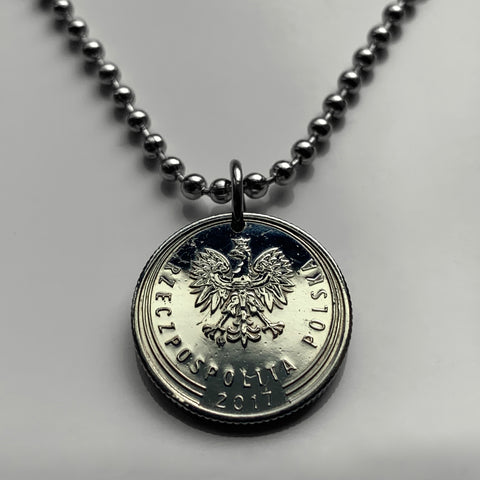 2017 Poland Polska 20 Groszy coin pendant necklace jewelry white Polish eagle Warsaw Krakow Poznań Wrocław Lublin Łódź Polak Katowice Tyniec Gdańsk Bydgoszcz Zamość Zakopane Oświęcim Kołobrzeg Białystokn n003626