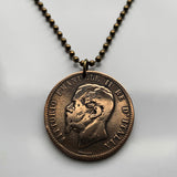 1866! Italy Italia 10 Centesimi Italian coin pendant king Vittorio Emanuele II Rome Milan Venice Florence Napoli Palermo Bologna Verona Torino Pisa Capri Siena Tuscany Matera Lecce Genoa Parma Modena Cagliari Cinque Terre Livorno Padua Ancona n001069