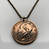 1866! Italy Italia 10 Centesimi Italian coin pendant king Vittorio Emanuele II Rome Milan Venice Florence Napoli Palermo Bologna Verona Torino Pisa Capri Siena Tuscany Matera Lecce Genoa Parma Modena Cagliari Cinque Terre Livorno Padua Ancona n001069