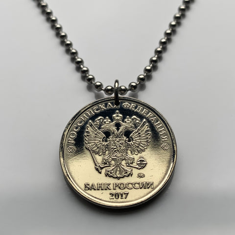 2017 Russia Rossiya 5 Roubles coin pendant necklace fashion jewelry double headed eagle Moscow Saint Petersburg Novosibirsk Yekaterinburg Nizhny Novgorod Kazan Sochi Ivanovo Saransk Petergof Pyatigorsk Astrakhan Samara n003638