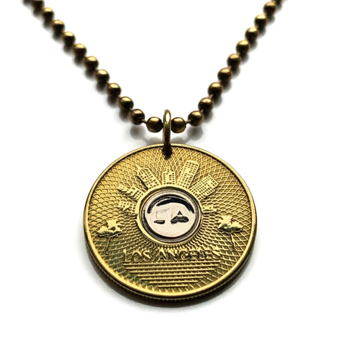 USA LA Los Angeles Transit Authority Transportation subway bus Token coin pendant Good For One Base Fare California necklace n001293