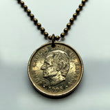 1995 Spain España 100 Pesetas Spanish coin pendant rey Juan Carlos I FAO Madrid Barcelona Sevilla Málaga Cadiz Bilbao Coruña Granada Córdoba Valencia Zaragoza Toledo Tenerife Murcia Asturias Cataluña Catalan Vigo Gijón Ibiza Oviedo Hispania Iberia n003640