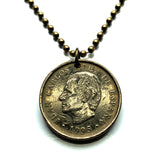 1995 Spain España 100 Pesetas Spanish coin pendant rey Juan Carlos I FAO Madrid Barcelona Sevilla Málaga Cadiz Bilbao Coruña Granada Córdoba Valencia Zaragoza Toledo Tenerife Murcia Asturias Cataluña Catalan Vigo Gijón Ibiza Oviedo Hispania Iberia n003640