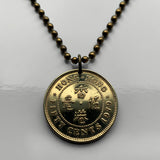 1979 British Hong Kong China 50 Cents coin pendant necklace jewelry Hongkonger Pearl of the Orient Sham Shui Po Yau Tsim Mong Kwai Tsing Tai Po Sha Tin n000655