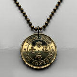 1979 British Hong Kong China 50 Cents coin pendant necklace jewelry Hongkonger Pearl of the Orient Sham Shui Po Yau Tsim Mong Kwai Tsing Tai Po Sha Tin n000655