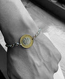 1995 Poland Polska 2 Zlote Stainless Steel Wheat Braided Chain coin bracelet white Polish eagle Warsaw Krakow Lodz Wrocław Poznan Gdansk Szczecin Bydgoszcz Lublin Katowice Polak Polans Poles Slavs Zakopane Oswiecim Kolobrzeg b000029
