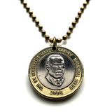 2001 Jamaica 20 Dollars coin pendant alligator crocodile pineapple Kingston May Pen Montego Bay Ocho Ríos Portmore Spanish Town Mandeville Jamrock Jamdung Patois dub ska Caribbean Patwah reggae Rastafari Marcus Garvey Greater Antilles British n001548