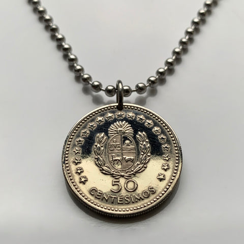 1960 Uruguay 50 Centésimos coin pendant escudo Uruguayo Sol de Mayo Montevideo Artigas Salto Ciudad de la Costa Paysandú Las Piedras Rivera Maldonado Tacuarembó Melo Mercedes Rocha Punta del Este Charrúa Minas San José de Mayo Durazno Florida n003662