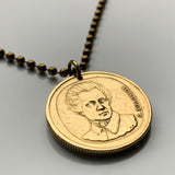 1992 Greece Hellas 20 Drachmes coin pendant poet Dionysios Solomos Hymn to Liberty Greek national anthem The Cretan Free Besieged revolution of 1821 Zakynthos Athens Thessaloniki Larissa Mykonos Rhodes Sparta Corfu Crete Patras Santorini Attica n000240