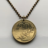 1992 Greece Hellas 20 Drachmes coin pendant poet Dionysios Solomos Hymn to Liberty Greek national anthem The Cretan Free Besieged revolution of 1821 Zakynthos Athens Thessaloniki Larissa Mykonos Rhodes Sparta Corfu Crete Patras Santorini Attica n000240