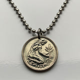 Germany Deutschland 50 Pfennig German coin pendant planting tree Berlin gardener Frankfurt Hamburg Stuttgart Cologne Düsseldorf Bavaria Bremen Dresden Hanover Nuremberg Leipzig Essen Hesse seedling n000313