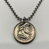 Germany Deutschland 50 Pfennig German coin pendant planting tree Berlin gardener Frankfurt Hamburg Stuttgart Cologne Düsseldorf Bavaria Bremen Dresden Hanover Nuremberg Leipzig Essen Hesse seedling n000313