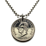 1975 El Salvador 5 Centavos Münze Anhänger Halskette Francisco Morazan Santa Ana Soyapango San Miguel Santa Tecla Mejicanos Apopa Ahuachapán Ilopango Colón Tonacatepeque Opico Zacatecoluca La Libertad Maya Tazumal Sonsonate Usulután Joya de Cerén n001694