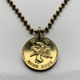 1998 Hong Kong China 10 Cents coin pendant Bauhinia orchid flower blossom Sham Shui Po Yau Tsim Mong Kwai Tsing Tai Po Sha Tin Chinese orchid Pearl River Delta Kwun Tong Yuen Long Kwai Tsing Tuen Mun Sai Kung Kowloon Wong Tai Sin Victoria Harbour n000607