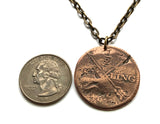 antique! 1822 Sweden Sverige 1/2 Skilling coin pendant Swedish crown Tre Kroner initial C Stockholm Malmo Orebro Vasteras Helsingborg Norrkoping Smolandia Swede Norrland Gothenburg Linkoping Scandinavia Nordic Viking Gotaland Ostergotland Norsemen n003584