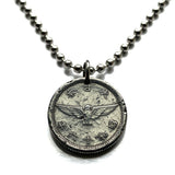 1942 Japan Nippon Nihon 5 Sen coin pendant necklace jewelry World War 2 era Japanese Golden kite bird Phoenix Hō-ō Fenghuang fushichō Chrysanthemum Tokyo Kobe Yokohama Osaka Sendai Sapporo Kyoto Fukuoka Kawasaki Nagoya Shibuya Saitama n002181