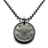 1942 Japan Nippon Nihon 5 Sen coin pendant necklace jewelry World War 2 era Japanese Golden kite bird Phoenix Hō-ō Fenghuang fushichō Chrysanthemum Tokyo Kobe Yokohama Osaka Sendai Sapporo Kyoto Fukuoka Kawasaki Nagoya Shibuya Saitama n002181