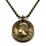 Italy 20 Lire coin pendant Italian lady Minerva Rome Milan Florence Palermo Venezia Pisa Tuscany Matera Siena Capri Sicily Sardinia Parma Lecce Roma Perugia Pisa Bologna Modena n000071