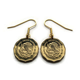 Mexico 20 Centavos coin earrings fashion jewelry águila real Mexicana Mexican golden eagle Ecatepec Guadalajara Puebla Juárez Tijuana León Monterrey Acapulco Yucatán Cancún Cuernavaca Oaxaca Jalisco Zapopan Toluca Chihuahua Morelia e000486