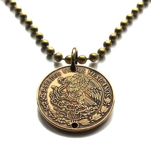 1973 Mexico 5 Centavos coin pendant águila Mexicana Mexican golden eagle Ecatepec Juárez Culiacán Jalisco Cuernavaca Oaxaca Tijuana Veracruz Toluca Chiapas Pachuca Guadalajara Morelia Hidalgo Yucatán Monterrey Puebla Cancún Azteca Acapulco Zócalo n001998