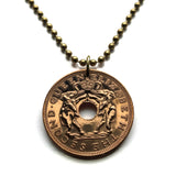 1963 Rhodesia Nyasaland Zimbabwe Malawi 1 Penny coin pendant African elephants Salisbury Bulawayo Shona Ndebele Chewa Bantu Harare Epworth Gweru Kwekwe Manicaland Zomba Livingstone Lusaka Lilongwe Masvingo Hwange National Park Mutare Chitungwiza n000138