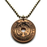 1963 Rhodesia Nyasaland Zimbabwe Malawi 1 Penny coin pendant African elephants Salisbury Bulawayo Shona Ndebele Chewa Bantu Harare Epworth Gweru Kwekwe Manicaland Zomba Livingstone Lusaka Lilongwe Masvingo Hwange National Park Mutare Chitungwiza n000138