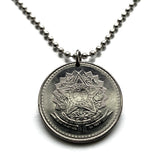 1988 Brazil 10 Cruzados coin pendant Brasão de armas Southern Cross Cruzeiro do Sul Rio de Janeiro São Paulo Brasília Salvador Fortaleza Ipanema Belo Horizonte Curitiba Recife Pelourinho Santa Catarina Porto Alegre Copacabana Carioca Minas Gerais n002446
