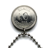 1988 Brazil 10 Cruzados coin pendant Brasão de armas Southern Cross Cruzeiro do Sul Rio de Janeiro São Paulo Brasília Salvador Fortaleza Ipanema Belo Horizonte Curitiba Recife Pelourinho Santa Catarina Porto Alegre Copacabana Carioca Minas Gerais n002446
