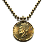 2005 Colombia 20 Pesos coin pendant necklace Colombian jewelry Simon Bolivar Bogota Medellin Cali Barranquilla Cartagena Pereira Santander Antioquia Valle del Cauca Cúcuta Caldas Bucaramanga cumbia parcero paisa n003134