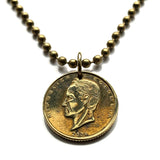 2005 Colombia 20 Pesos coin pendant necklace Colombian jewelry Simon Bolivar Bogota Medellin Cali Barranquilla Cartagena Pereira Santander Antioquia Valle del Cauca Cúcuta Caldas Bucaramanga cumbia parcero paisa n003134