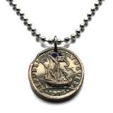 1981 Portugal 2-1/2 Escudos coin pendant Portuguese caravela ship Quinas Lisboa Porto Braga Sintra Faro Coimbra Funchal Aveiro Guimarães Ponta Delgada Faro Ourique Mirandese Lagos Fatima n000091