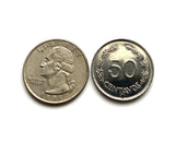 1979 Ecuador 50 Centavos coin pendant escudo Ecuatoriano Guayaquil Quito Cuenca Machala Manta Portoviejo Esmeraldas Ambato Chimborazo Guayas Eloy Alfaro Ibarra Los Ríos Azuay Tungurahua Cotopaxi Loja Imbabura Riobamba Pichincha Manabí Quevedo n003721