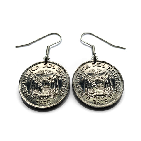 1979 Ecuador 50 Centavos coin earrings escudo Ecuatoriano Guayaquil Quito Cuenca Machala Manta Portoviejo Esmeraldas Ambato Chimborazo Guayas Eloy Alfaro Ibarra Los Ríos Azuay Tungurahua Cotopaxi Loja Imbabura Riobamba Pichincha Manabí Quevedo e000585