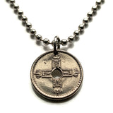 1927 Norway Norge Noreg Norsk 25 Ore coin pendant Norwegian crown letter H number 7 Oslo Bergen Stavanger Sandnes Trondheim Drammen Fredrikstad Sarpsborg Bokmal Nynorsk Porsgrunn Skien Kristiansand Alesund Tonsberg Nordic Scandinavia Vikings Norse n000425