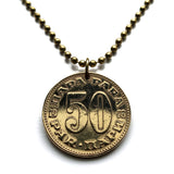 1981 Yugoslavia Jugoslavija Југославија 50 Para coin pendant socialist republics Serbia Croatia Macedonia Slovenia Montenegro Bosnia & Herzegovina Kosovo Belgrade Sarajevo Zagreb Skopje Ljubljana Vojvodina Podgorica Split Sušak South Slavic Balkan n003078