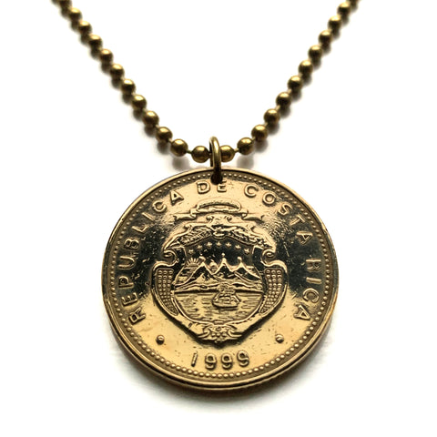 1999 Costa Rica 50 Colones coin pendant escudo Costarricense San Jose Puerto Limón Alajuela Liberia Puntarenas San Vicente Barranca ticos América Central Heredia Cinco Esquinas Desamparados Tamarindo Arenal Cartago Puntarenas Cocos Poás Nicoya n001218