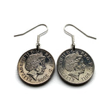 England United Kingdom Great Britain 10 Pence coin earrings English lions London Manchester Birmingham Sheffield Liverpool Bristol Leeds Newcastle Nottingham Reading Portsmouth Bradford Canterbury Norwich Leicester Southampton Somerset Essex Kent e000591