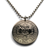 1907 Haiti 20 Centimes coin pendant Haitian flags cannons palm trees Port-au-Prince Cap-Haïtien Carrefour Delmas Pétion-Ville Port-de-Paix Croix des Bouquets Jacmel Léogâne Les Cayes Citadelle Laferrière Sans-Souci Palace Minot Artibonite Gonaïves n001600